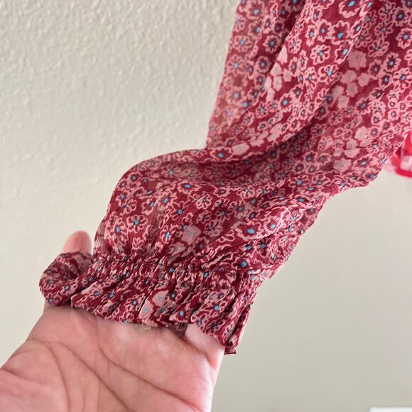 Free People Hendrix Printed top in Red - Picture 10 of 11